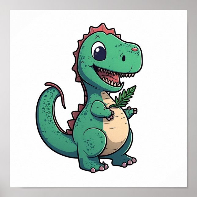 Póster ilustracion de dinosaurios personalizados (Frente)