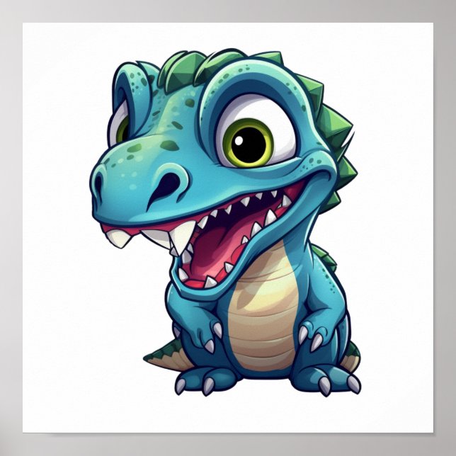 Póster ilustracion de dinosaurios personalizados (Frente)