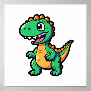 Póster ilustracion de dinosaurios personalizados