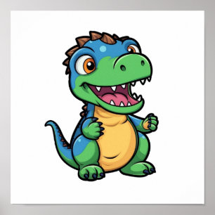 Póster ilustracion de dinosaurios personalizados