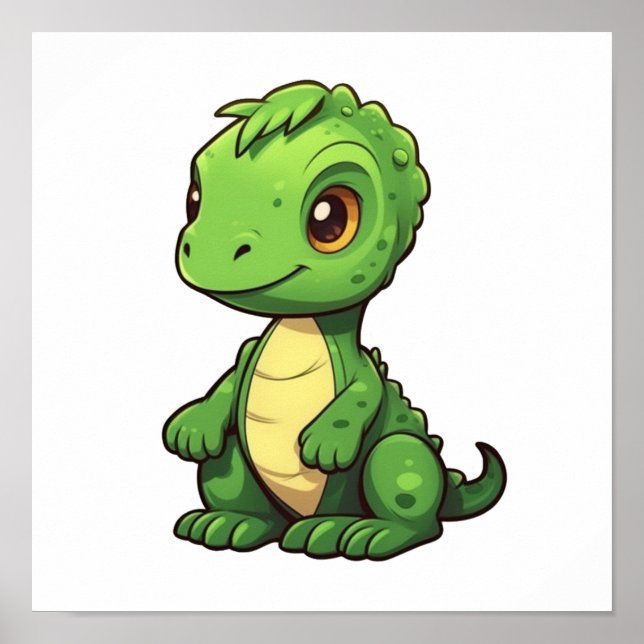 Póster ilustracion de dinosaurios personalizados (Frente)