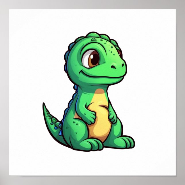 Póster ilustracion de dinosaurios personalizados (Frente)