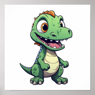 Póster ilustracion de dinosaurios personalizados