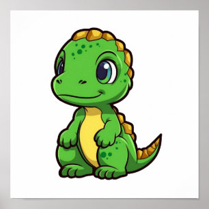 Póster ilustracion de dinosaurios personalizados