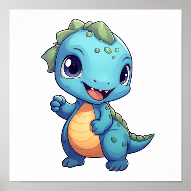 Póster ilustracion de dinosaurios personalizados (Frente)