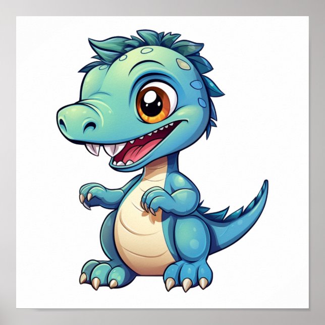 Póster ilustracion de dinosaurios personalizados (Frente)