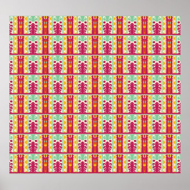 Póster Ilustracion de diseño textil tradicional indio (Frente)