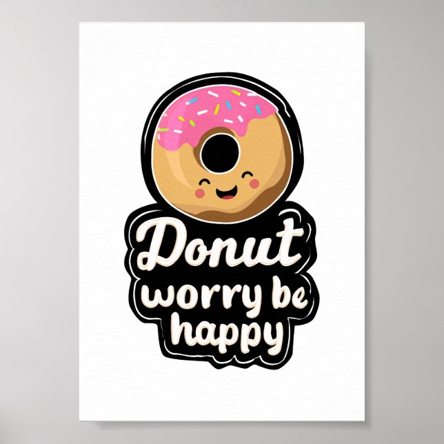 Póster Ilustración de Donut Sonriente Adorable – “Donut W (Frente)
