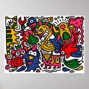 Póster Ilustracion de Doodle de la cosecha de mano, perso