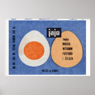 Póster Ilustración de dos huevos, uno entero Polonia