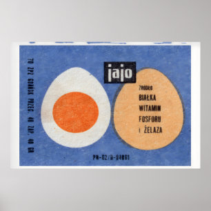 Póster Ilustración de dos huevos, uno entero Polonia