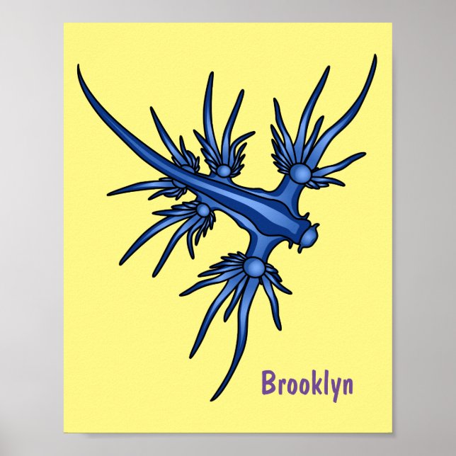 Póster Ilustracion de dragón azul (Frente)