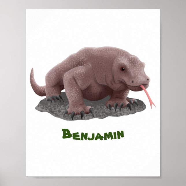 Póster Ilustracion de dragón de Komodo (Frente)