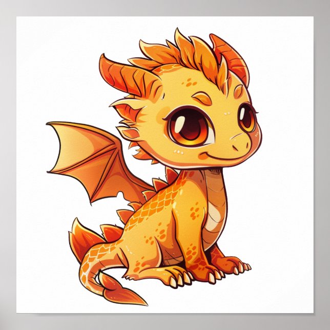 Póster ilustracion de dragón personalizado (Frente)