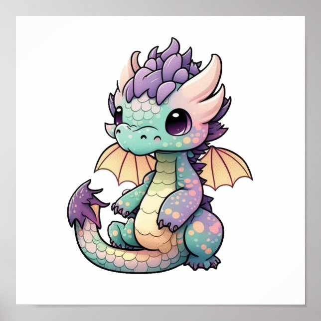 Póster ilustracion de dragón personalizado (Frente)