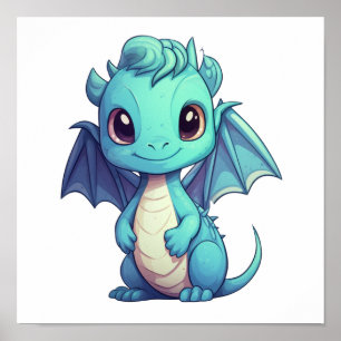 Póster ilustracion de dragón personalizado