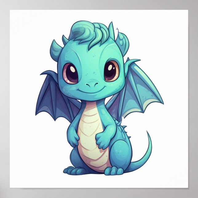 Póster ilustracion de dragón personalizado (Frente)