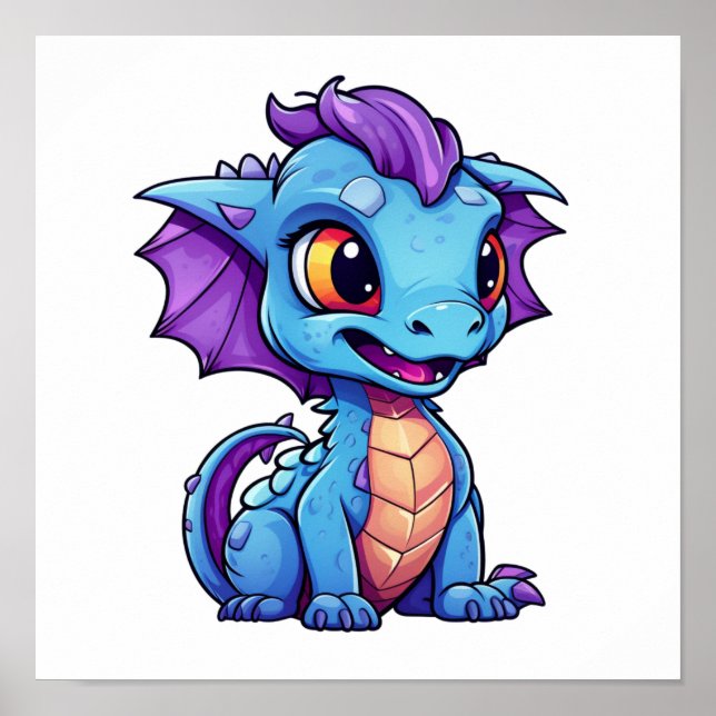 Póster ilustracion de dragón personalizado (Frente)