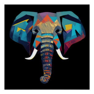 Póster Ilustracion de elefante bajo polilla