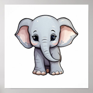 Póster Ilustración de elefante de dibujos animados