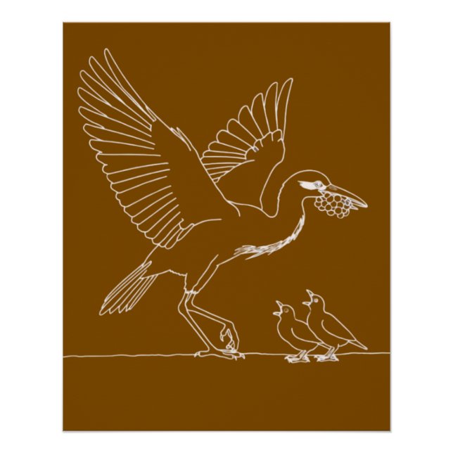 Póster Ilustración de elegante grulla (Anverso)