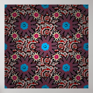 Póster Ilustracion de época. Púrpura étnico folclórico, r