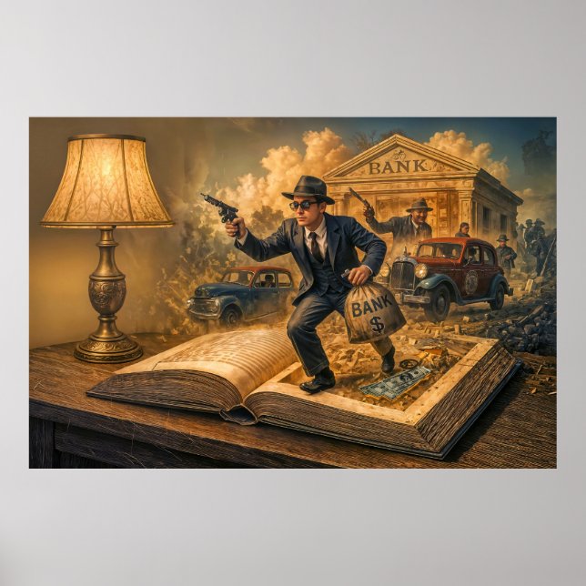 Póster ilustración de escena de libro de gánster de los a (Frente)