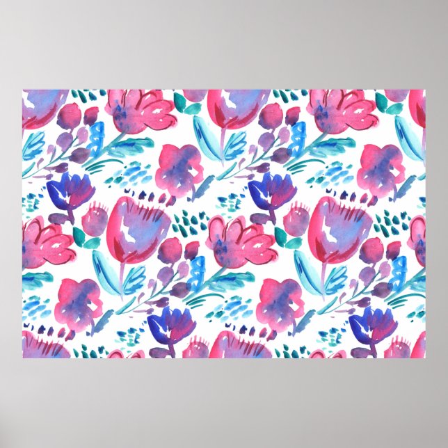 Póster ilustracion de estilo boho floral rústico dibujado (Frente)