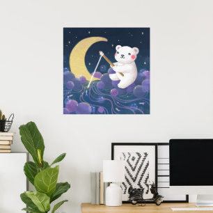 Póster Ilustración de fantasía del sueño del oso polar