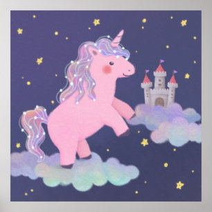 Póster Ilustración de fantasía del sueño del unicornio