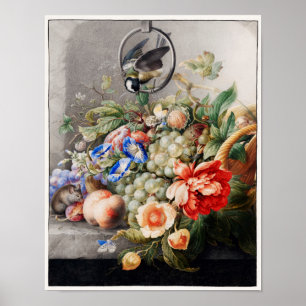 Póster Ilustracion de flores de época