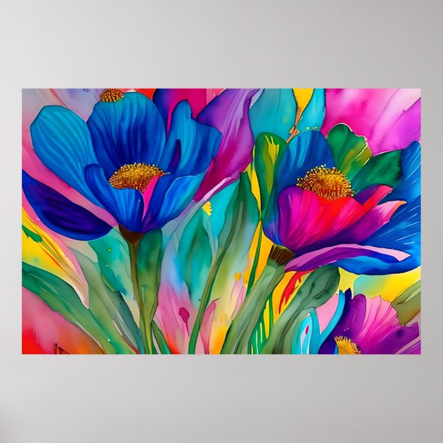 Póster Ilustracion de flores florales florecientes (Frente)