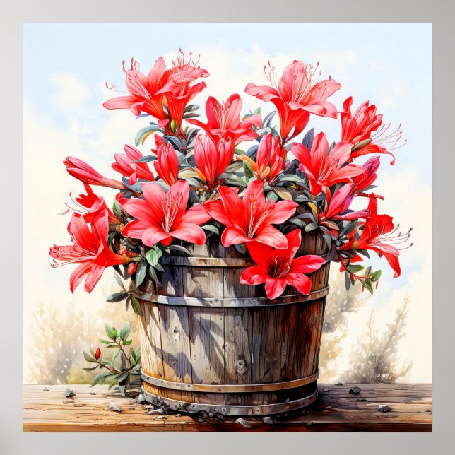 Póster Ilustracion de flores lirio en flor (Frente)