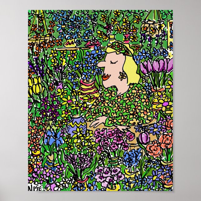 Póster Ilustracion de Flores o Flores en un (Frente)