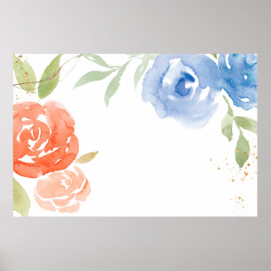 Póster Ilustracion de fondo de marco de color azul rosa