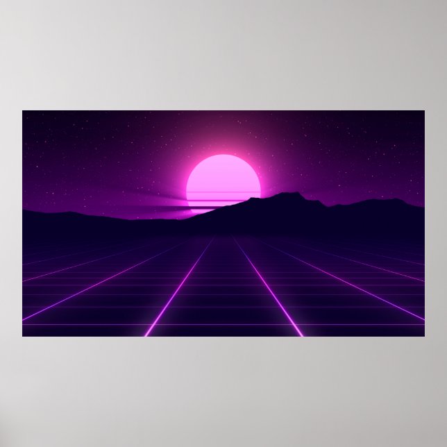 Póster Ilustración de fondo retro de los años 80 con elem (Frente)