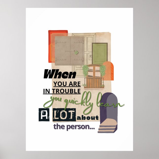 Póster Ilustracion de frases de amistad con dificultades (Frente)