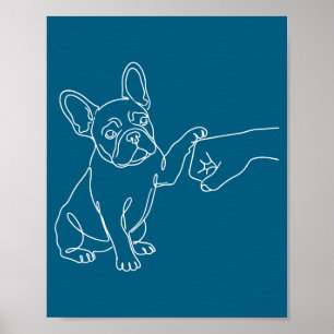 Póster Ilustración de French Bulldog Fist Bump Frenchie