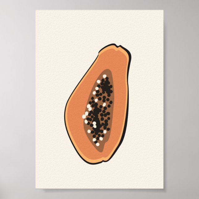 Póster Ilustracion de frutas Boho Papaya Imprimir verano (Frente)