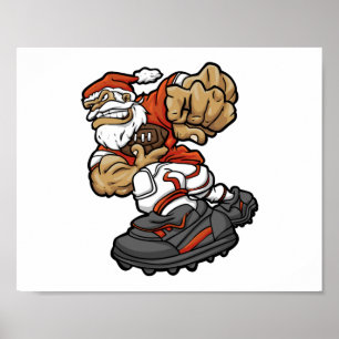 Póster Ilustracion de fútbol de Santa Claus