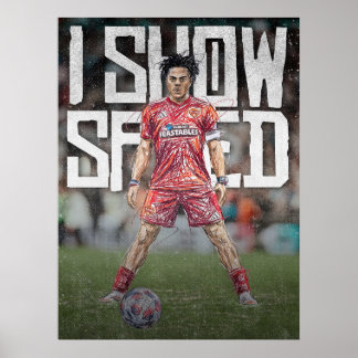 Póster Ilustración de fútbol inspirada en ishowsspeed