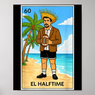 Póster Ilustración de fútbol playero vintage de medio tie