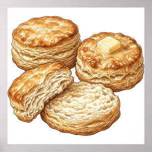 Póster Ilustración de Galletas de Suero de Mantequilla de