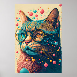 Póster Ilustración de gatito artístico colorido
