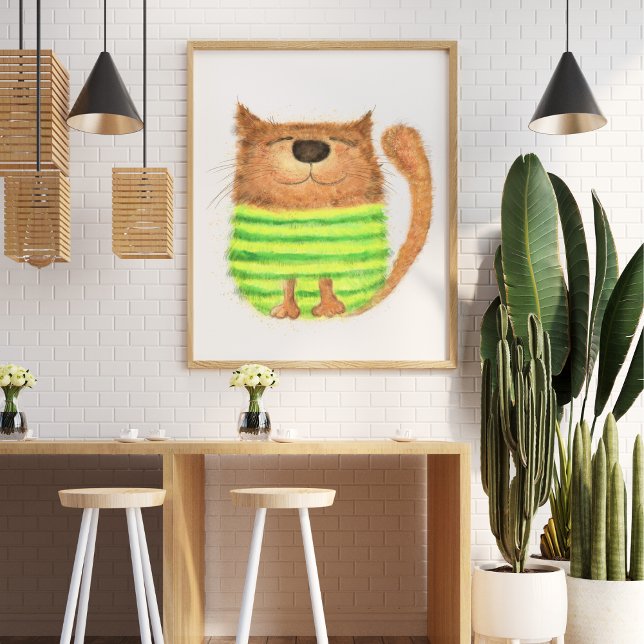 Póster Ilustracion de gatito de acuarela graciosa (Subido por el creador)