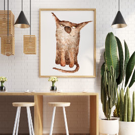 Póster Ilustracion de gatito de acuarela graciosa