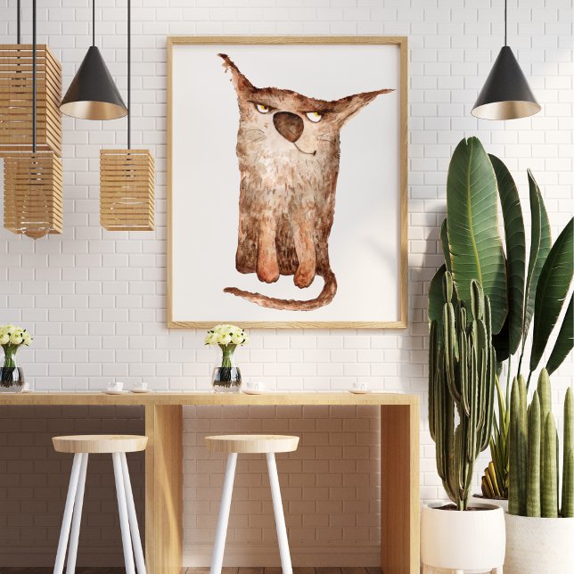 Póster Ilustracion de gatito de acuarela graciosa (Subido por el creador)