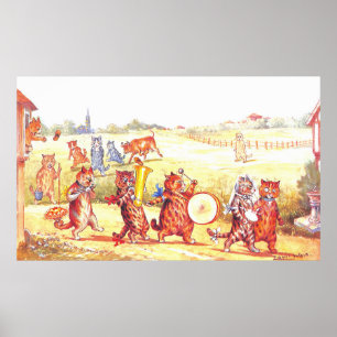 Póster Ilustracion de gato boda de Louis Wain