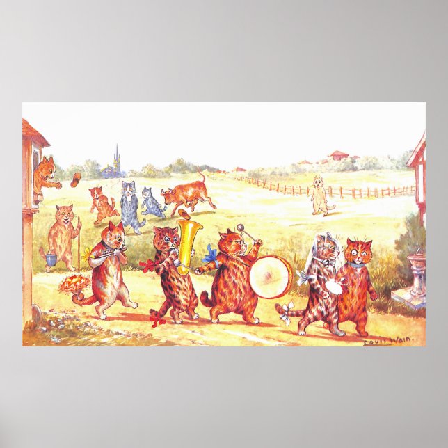 Póster Ilustracion de gato boda de Louis Wain (Frente)