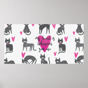 Póster Ilustracion de gato bonito. Letras de amor